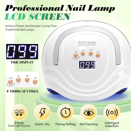 Imagen 2 del producto Lámpara LED UV mejorada de gran potencia, 380W, 81LED, para uñas con 4 temporizadores, función de memoria, lámpara para secado de esmalte de Gel, equipo para uñas
