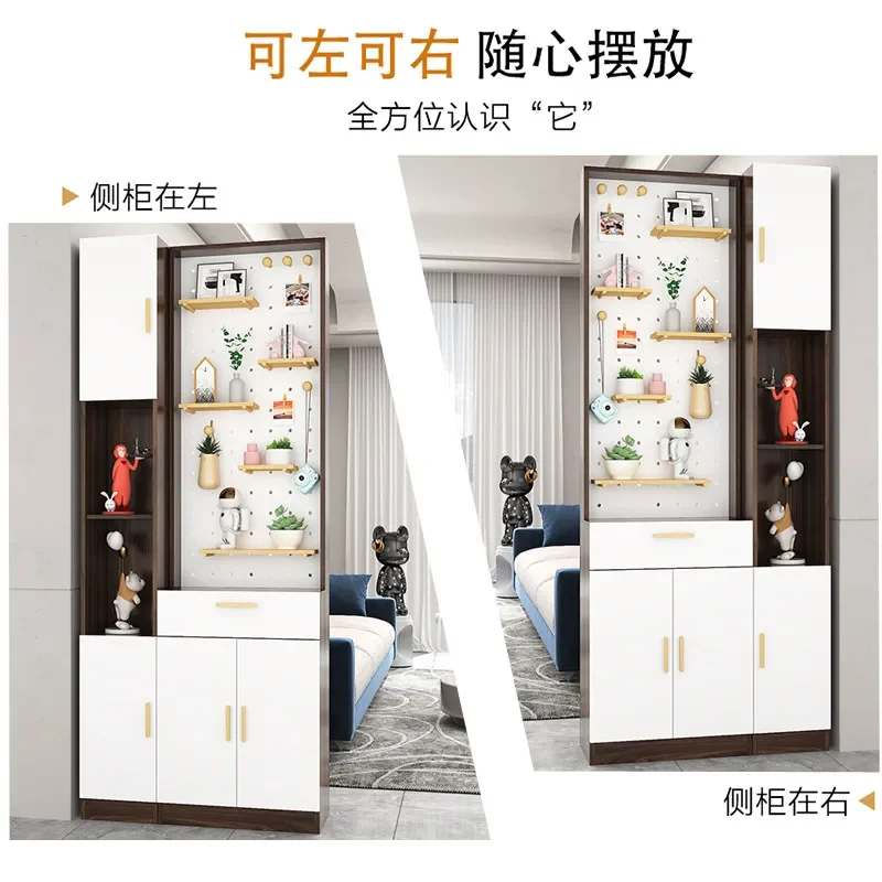 Screen partition living room simple modern entry door solid wood facing the door double-sided entrance cabinet hole board
