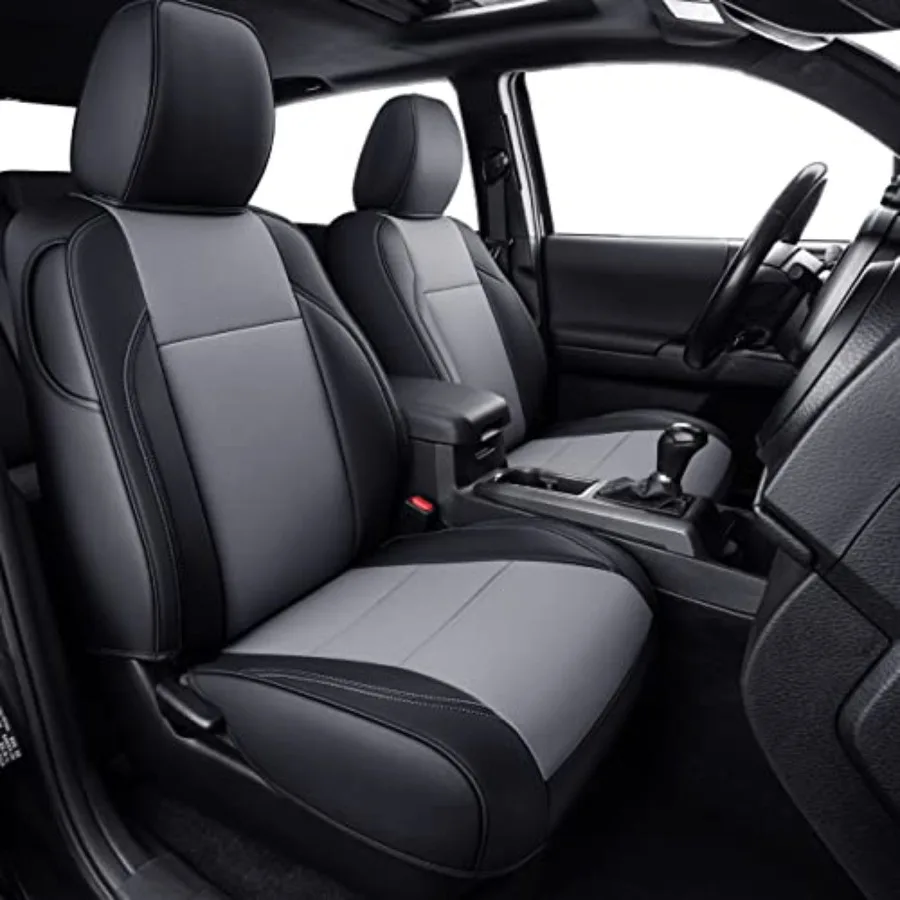 

Чехлы для сидений Tacoma Custom Fit для моделей 2016-2023 годов, комплектация Crew Cab, из искусственной кожи, черно-серые
