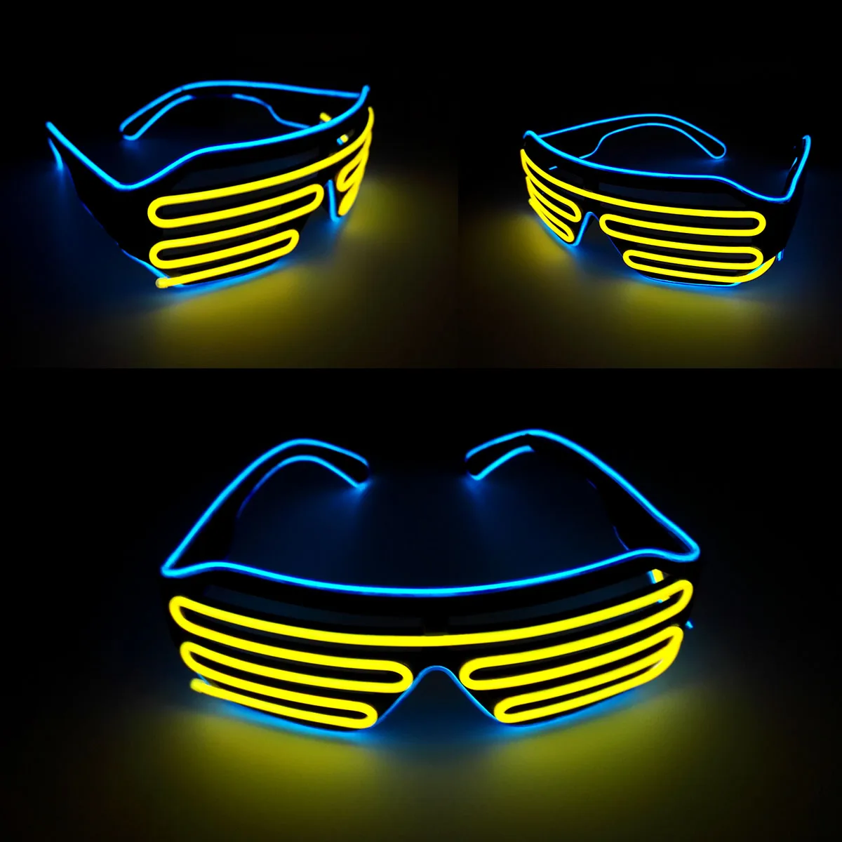 Light Up Flashing Shutter Neon Rave Glasses Led Glasses Flashing Sunglasses Glow in The Dark For EDM music show DJ Costumes