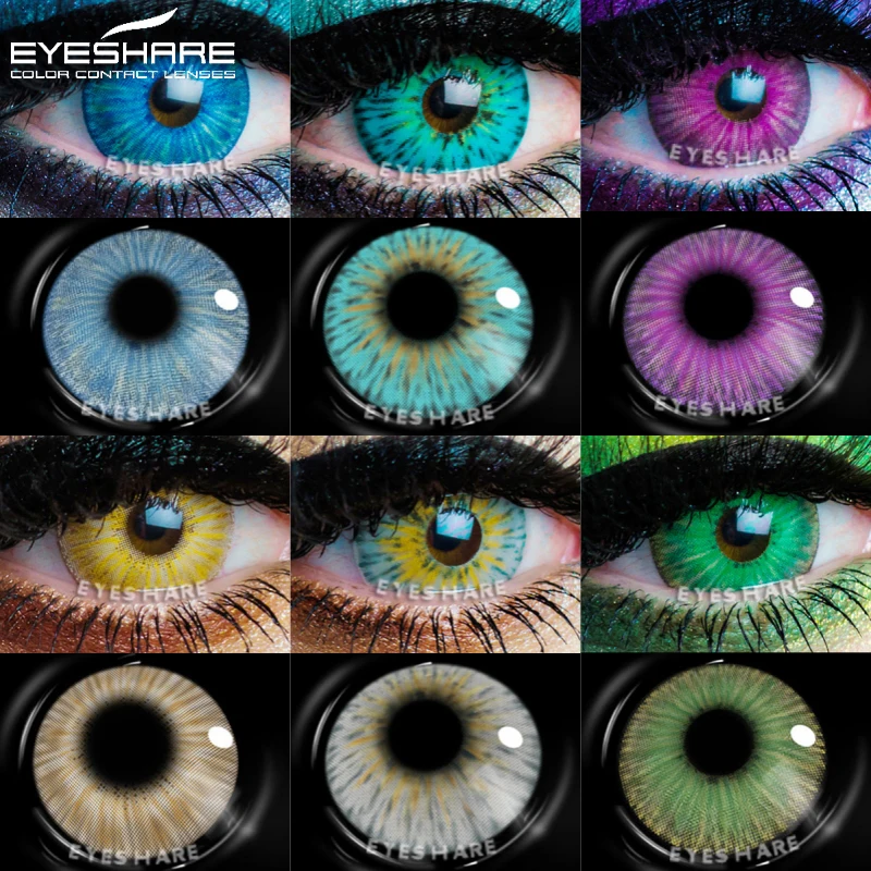 EYESHARE 2 Stück Cosplay Farbkontaktlinsen für Augen Graue Augenlinsen Schönheit Make-up Schüler für Augen Halloween Grüne Kontaktlinsen