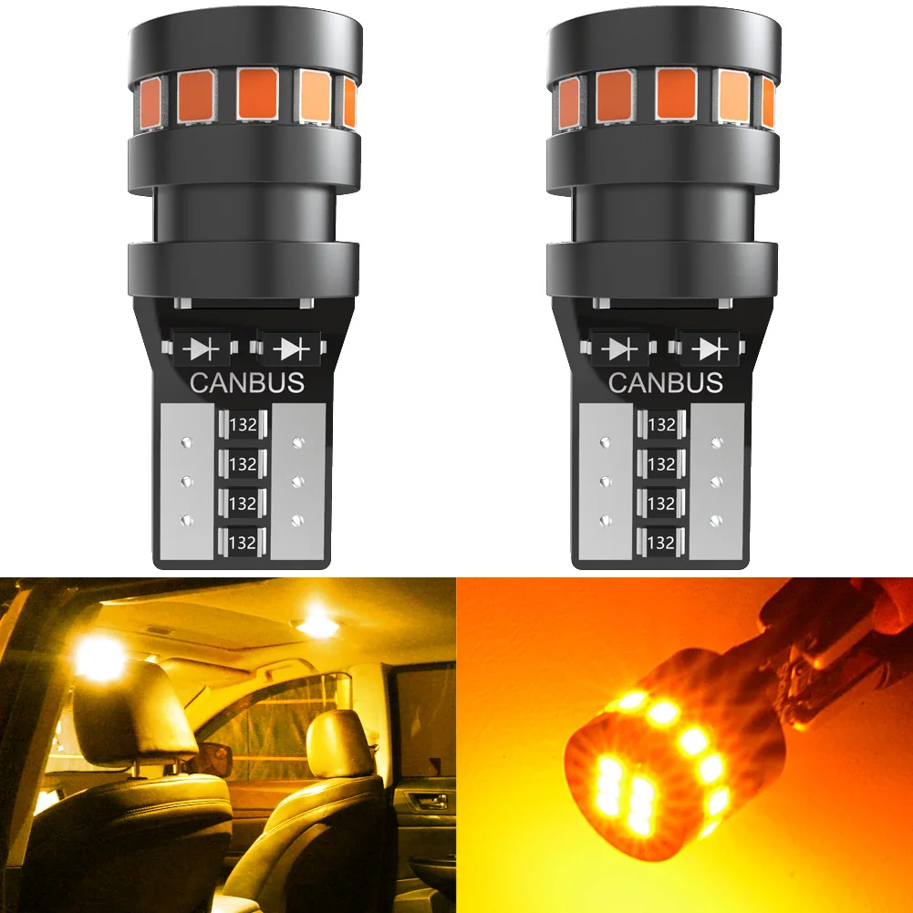 2x T10 LED W5W 194 168 W5W SMD Led Parking Bulb Auto Wedge Clearance Lamp CANBUS Silica Bright White License Light Bulbs Orange