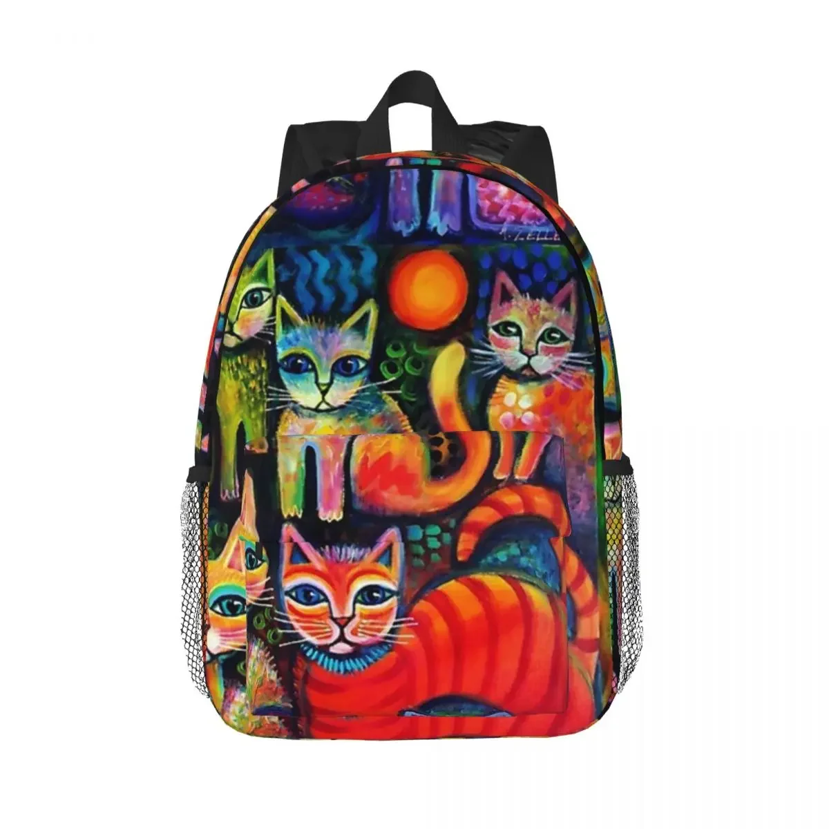 Mochila escolar de dibujos animados para niños, bolso de hombro, gran capacidad, bonito, gatitos, Adolescentes