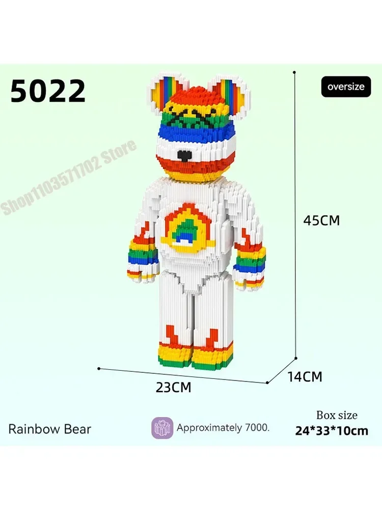 

Giant Fluid Violence Bear Cartoon Love Violent Bear Bearbrick Colour Model Building Block Micro Diamond Bricks Kids Toy Gift Set