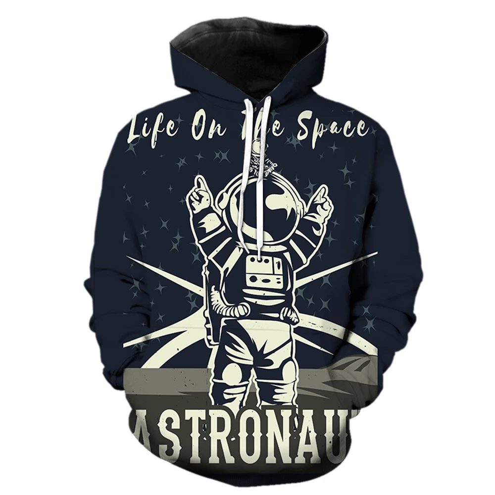 

Cartoon Astronaut Men's Hoodies Spring Fashion Long Sleeve Pullover Hip Hop Teens Funny Oversized Tops With Hood Jackets Cool