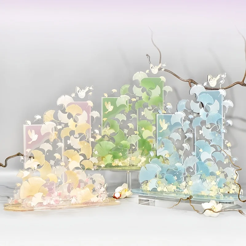 Vast‑Shadow Series Acrylic Scene Standee, Ginkgo Bird Pattern Figure Display Backdrop, for Anime Kpop Collectibles Desk Decor