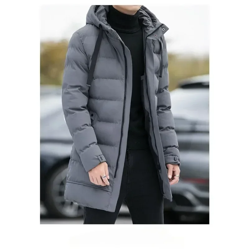 2024 Winter New Casual Versatile Cotton Jacket Long Cotton Jacket Men's Winter Jacket