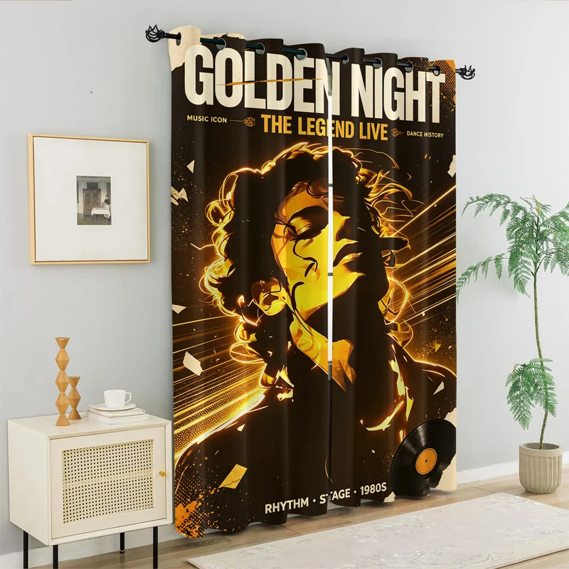 Pop Icon Michael Jackson Curtain Fashion King Of Pop Stage Moonwalk Print Window Drapes Retro Legend Bedroom Living Room Decor