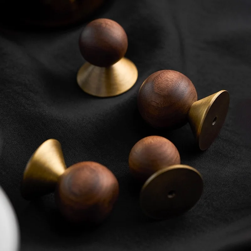 

Латунные мебельные ручки и ручки из орехового дерева в американском стиле для кухни, домашних ящиков, винтажные дверные ручки для деревянной мебели