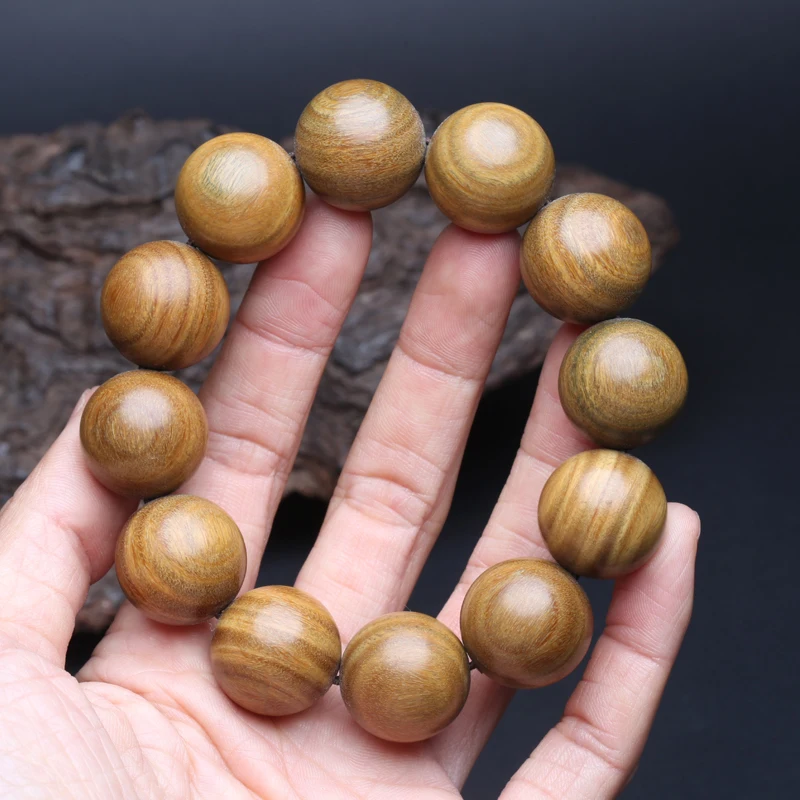 Genuine SandalWood Beaded 15mm Buddhist Bracelet  Rosary  Yoga Bracelet Ladies And Men\'s Unisex (SandalWood) Elastic Bracelet
