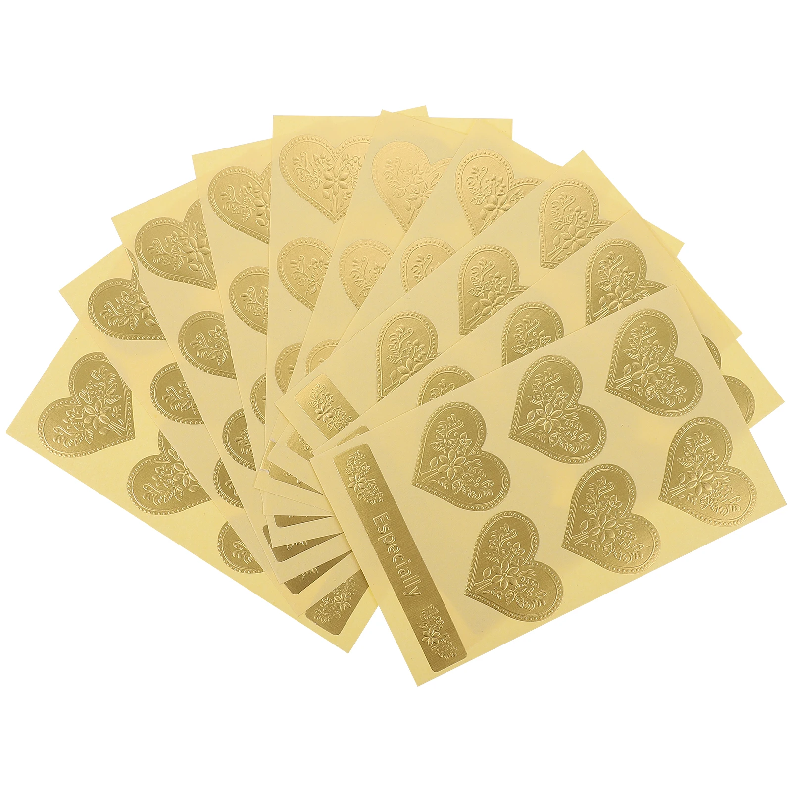

Golden Heart-shaped Sealing Sticker 10 Sheets DIY Bronzing Three-dimensional Self-adhesive Gift Stickers Practical Decorative