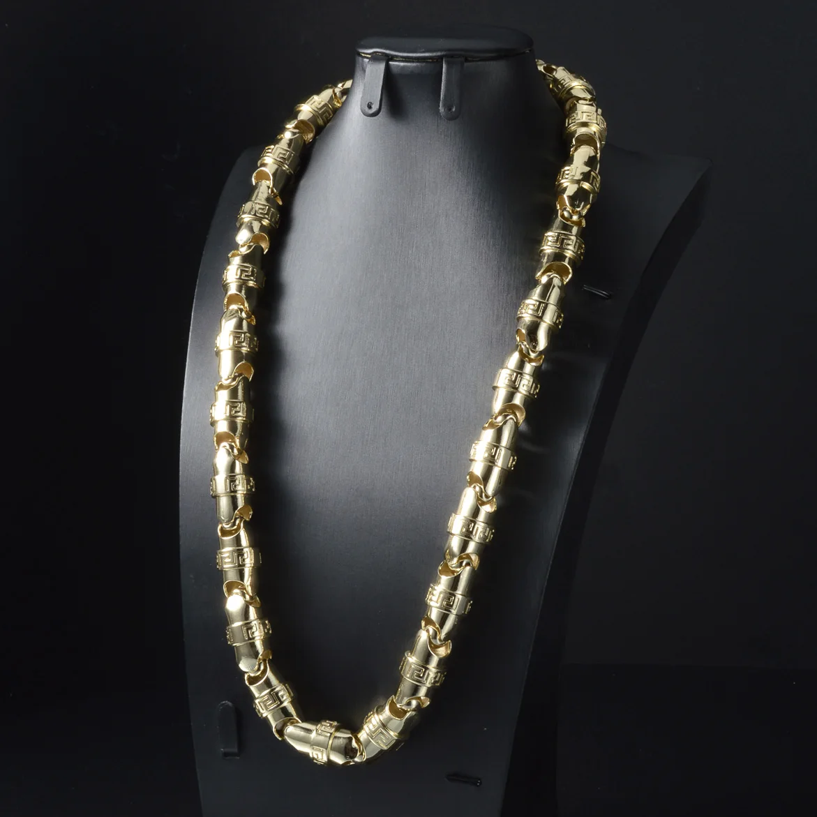 Gold Plated Copper Large Link Necklace Men Heavy Chain Hip Hop Accessory For Banquet Holiday Birthday Present Free Shipping