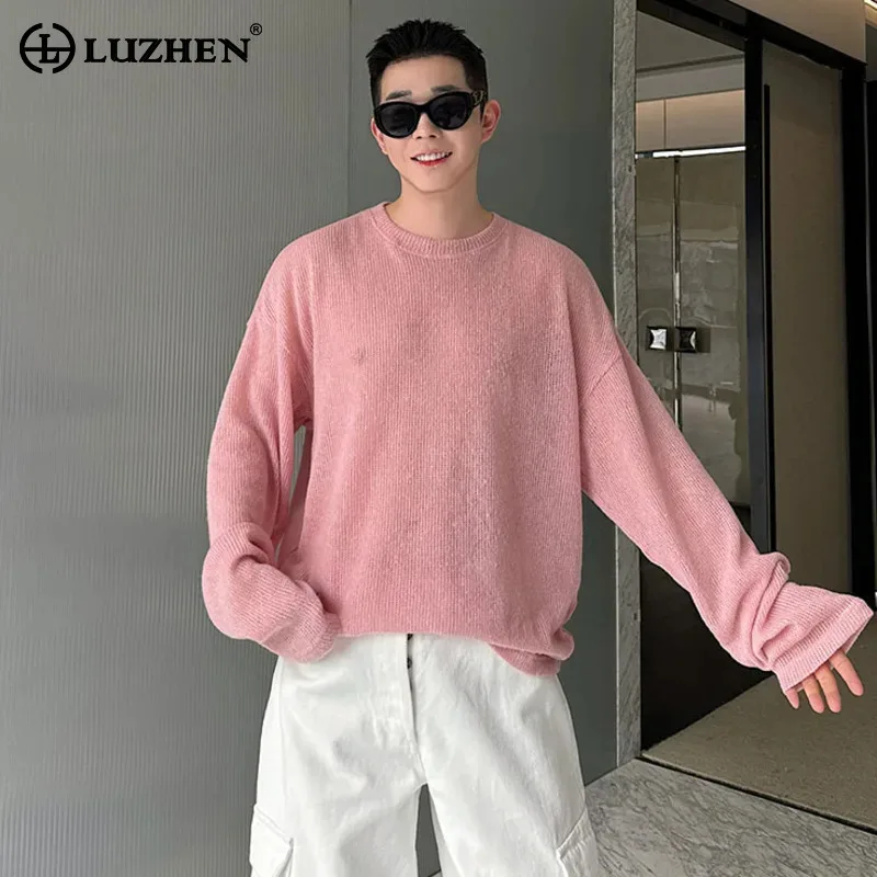 

LUZHEN Knitted 2025 New Pullover Original Elegant Men Loose Stylish Korean Long Sleeve Spring Casual Sweater Male Clothes JY6013