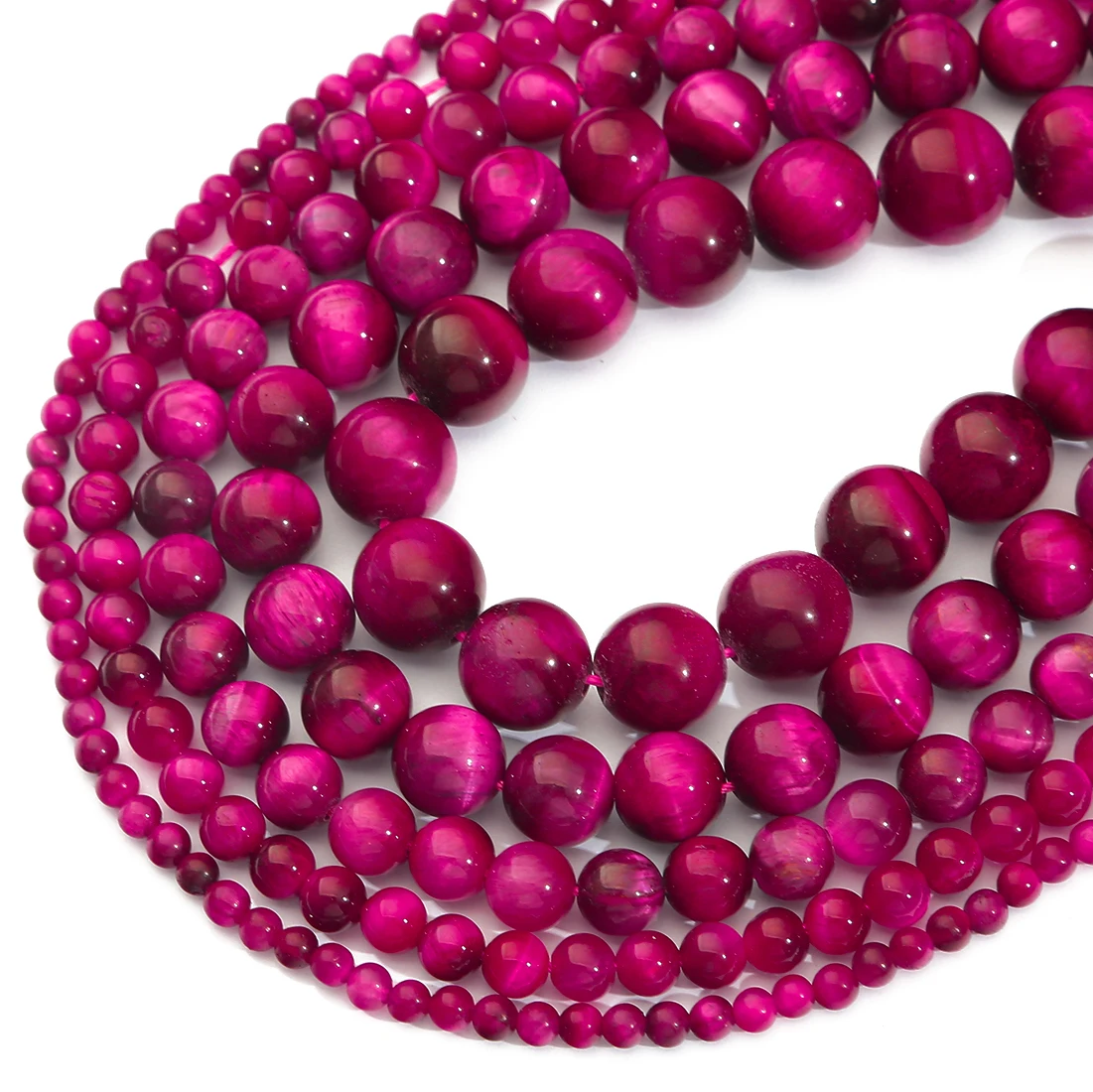 Naturstein-Magenta-Tigerauge-Perlen, runde lose Spacer-Perlen für die Schmuckherstellung, DIY-Armband, Halskette, Zubehör – Detail 4