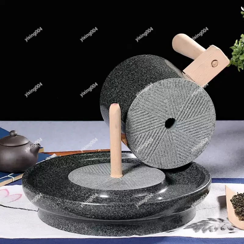 Natural Bluestone Handmade Tea Mill Stone Grinder Song Style Matcha Grinding Tool for Traditional Tea Making
