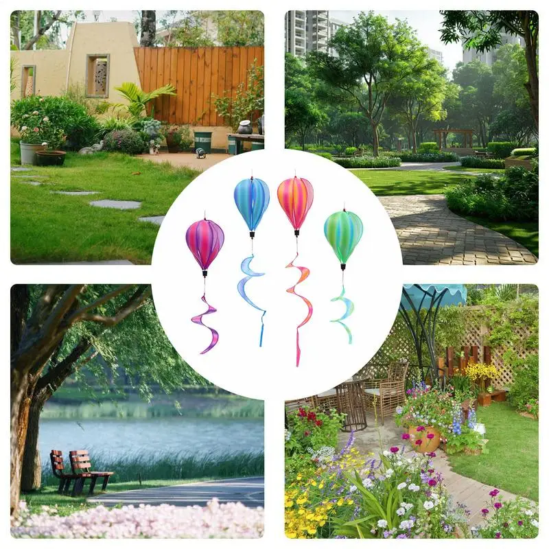 Decoración de globos de aire caliente 4X globo de aire caliente molino de viento adorno de manga de viento decoración al aire libre para recoger cumpleaños jardín Patio árbol