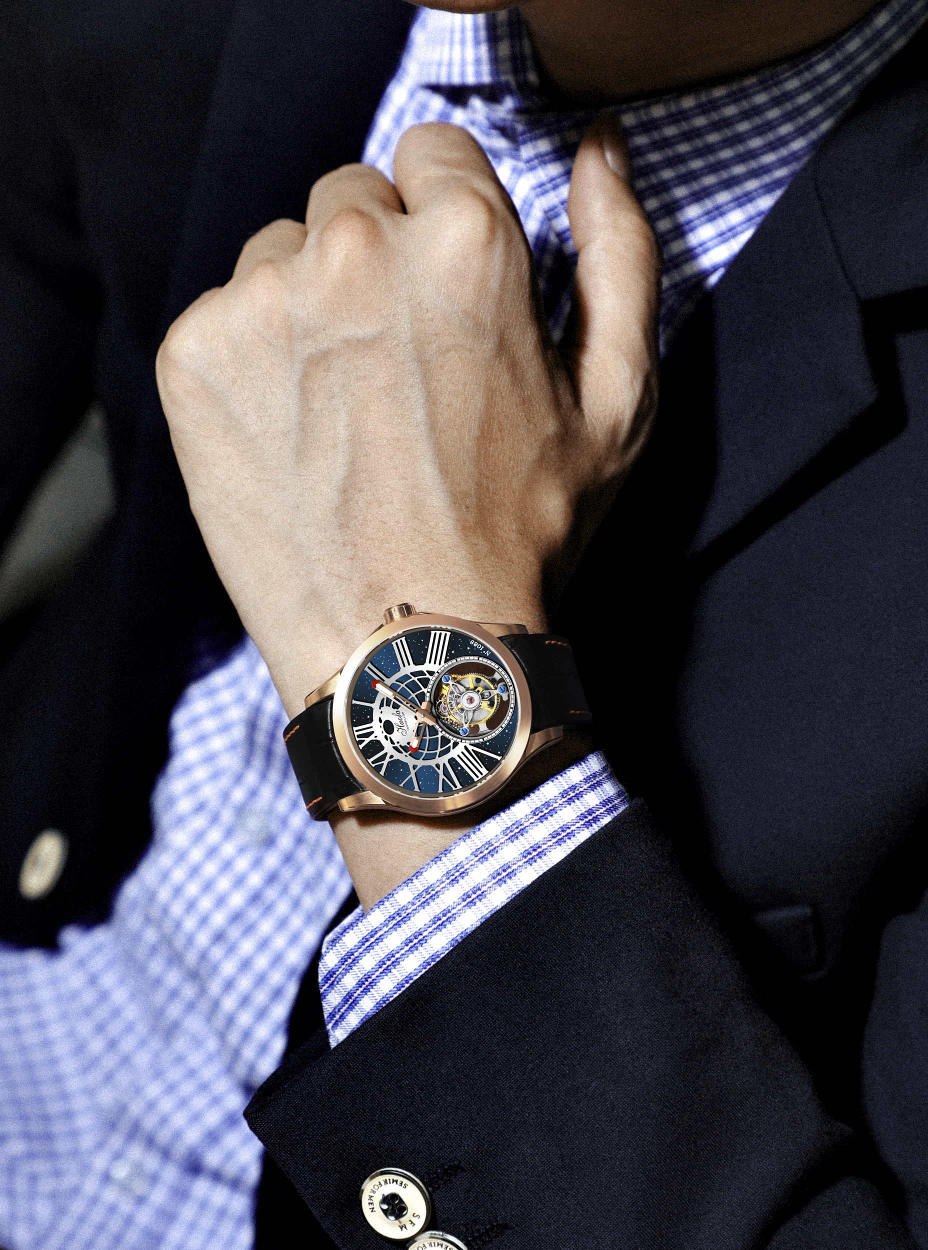 Haofa Flying Tourbillon Watch for Men Sapphire Manual Movement Mechanical Mens Wristwatch Luxury Starry Sky Dial Waterproof 1089