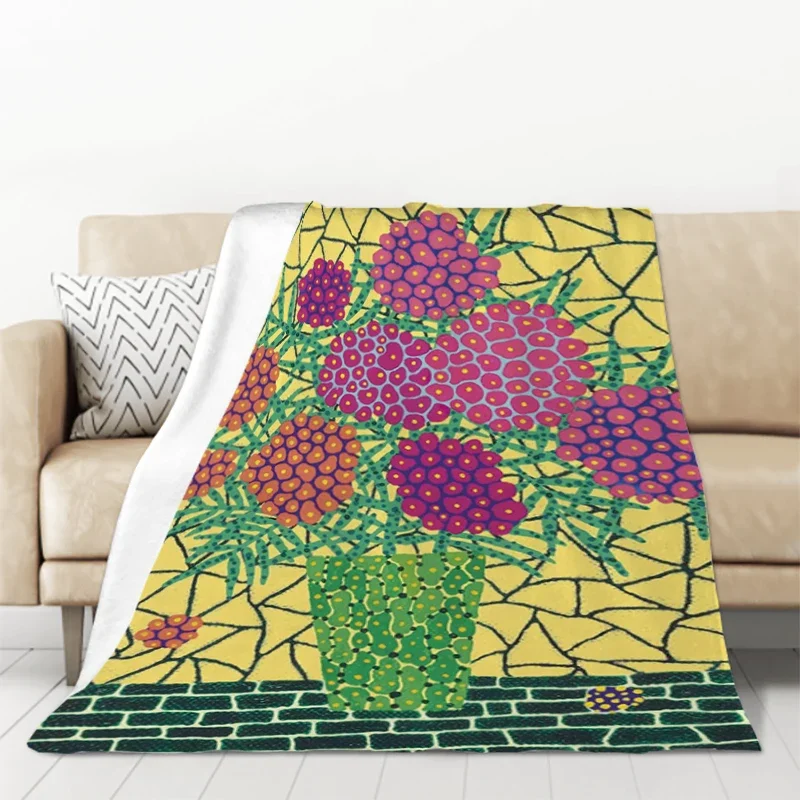 Yayoi Kusama Inspired Throws Furry Blankets for Sofa Bed Warm Winter Throws Camping Home Textiles Baby Bedspreads