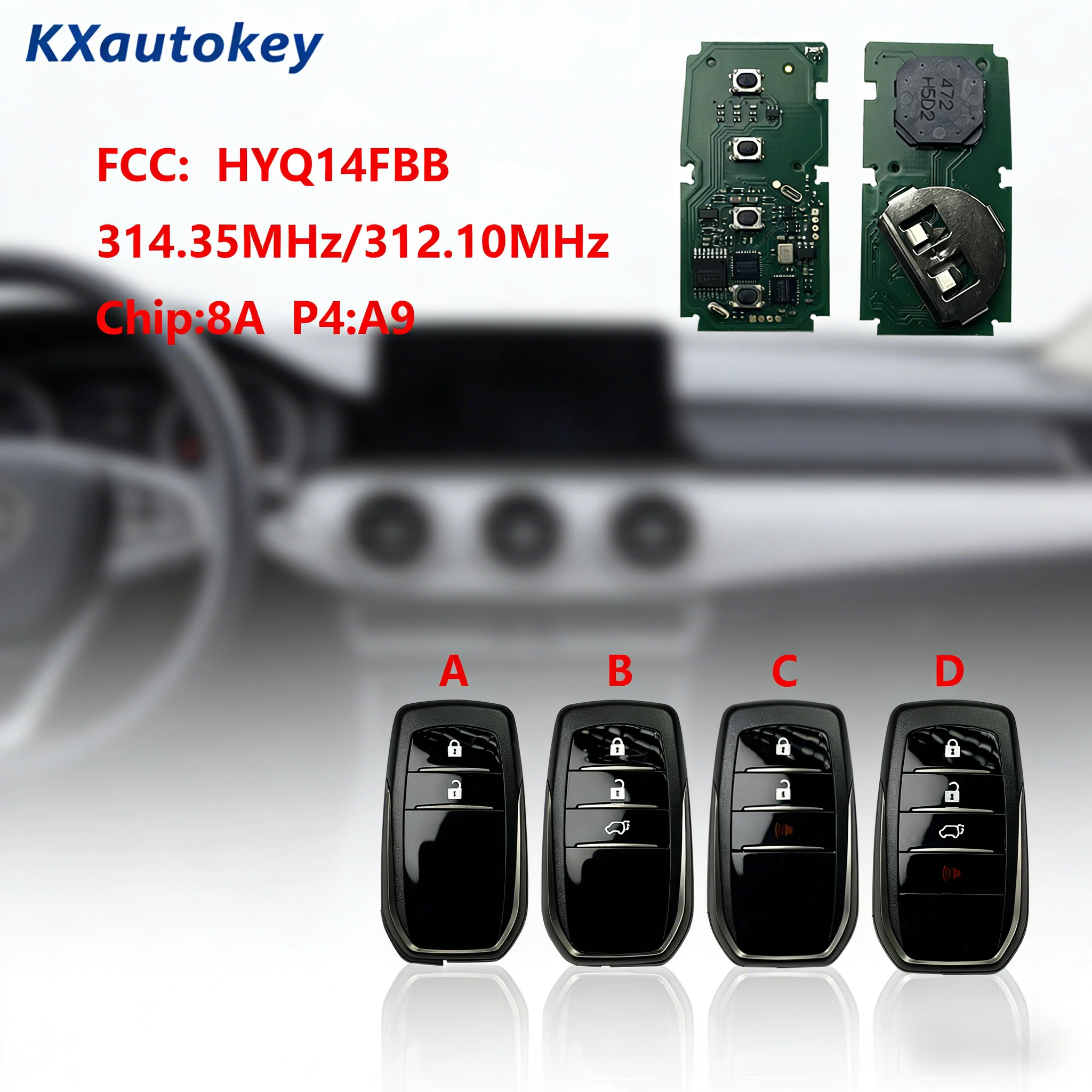 

KXK007025 Умный смарт-ключ с чипом-8A P4 A9 для Toyota Land Cruiser, высокоточная копия, FCCID-HYQ14FBB