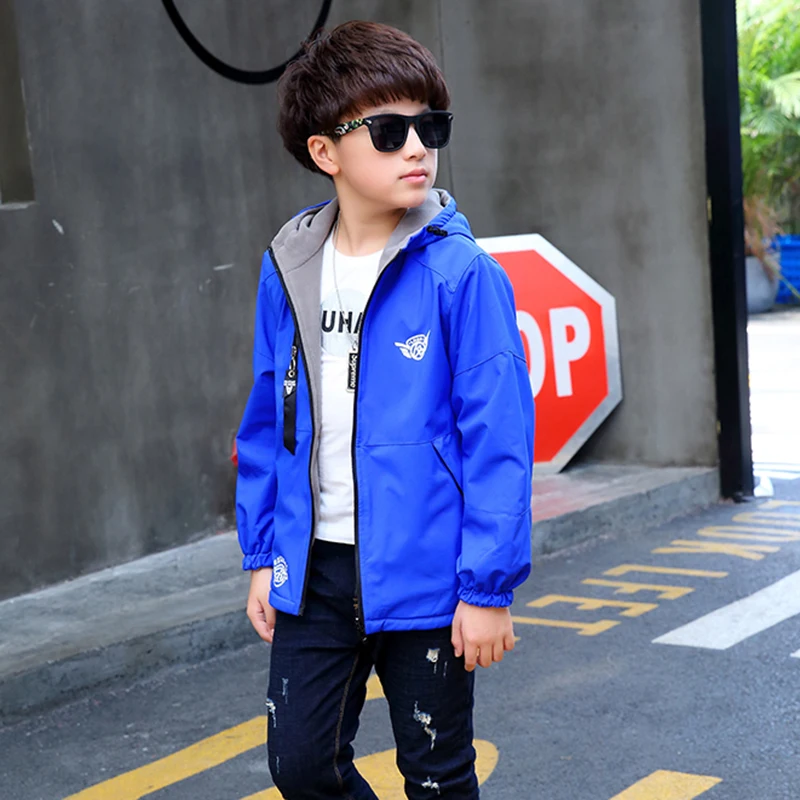 Autumn Children\'s Clothes Double-sided Wear Jacket Fleece Coat Boy Waterproof Windproof Children Outerwear Sport Jacket For Boys