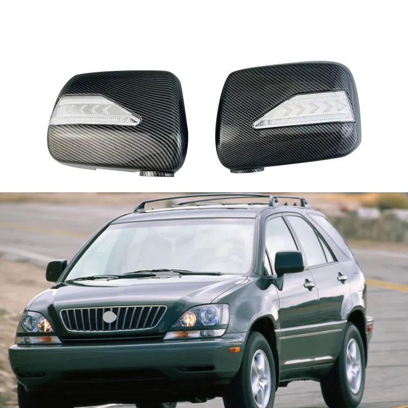 

Для Lexus RX300 1998-2003 цвет углеродного волокна, боковые зеркала заднего вида, накладка со светодиодной лампой, Стайлинг автомобиля
