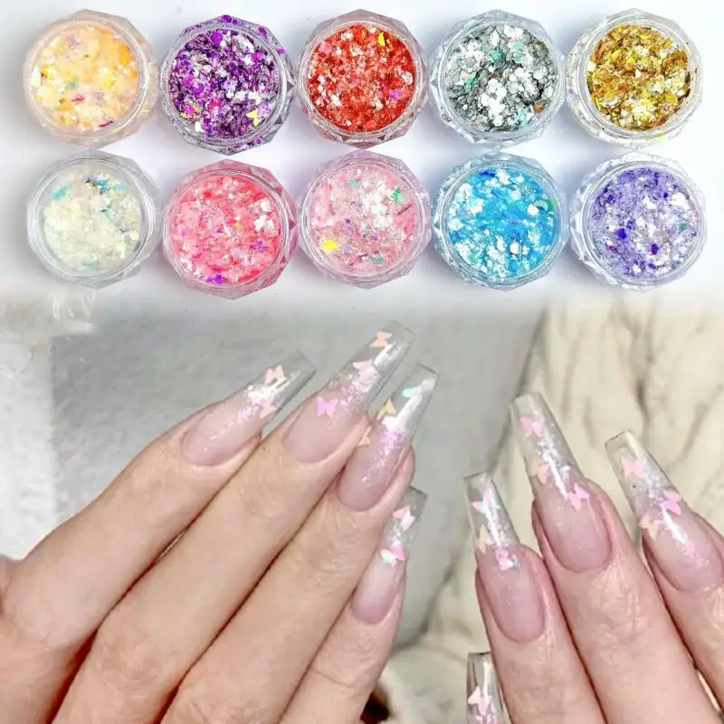 1Box Multiple Style Colorful Nail Sequins Super Sparkling Fragments Nail Powder Decorations for Making DIY Manicure Ornaments