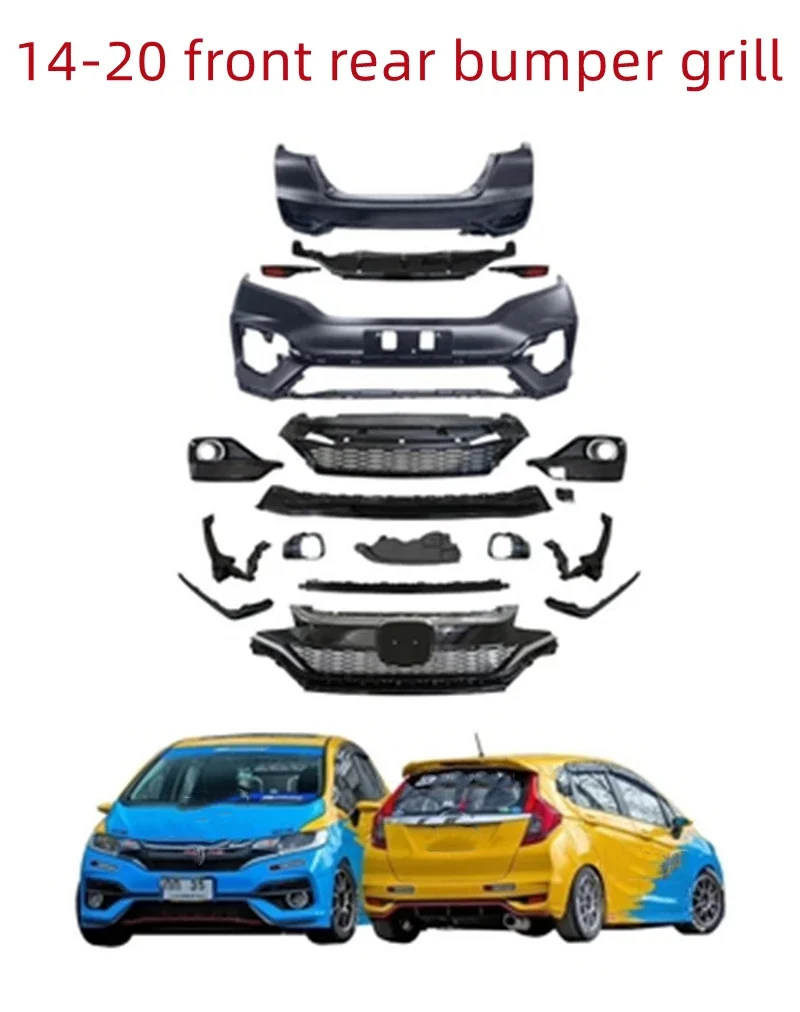 

Передний и задний бампер, решетка, комплект объемного кузова для Honda GK5 RS 2014-20, автомобильные аксессуары, боковая юбка, крышка машины