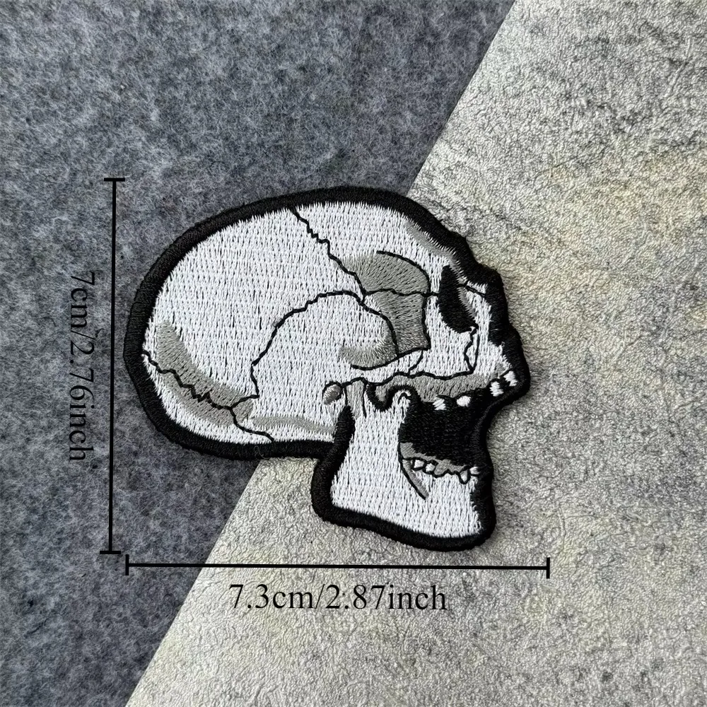 Punk Skull Morale Tactical Patch Embroidered Hook and Loop Patches Badge Military Army Armband Backpack Decoration Sticker