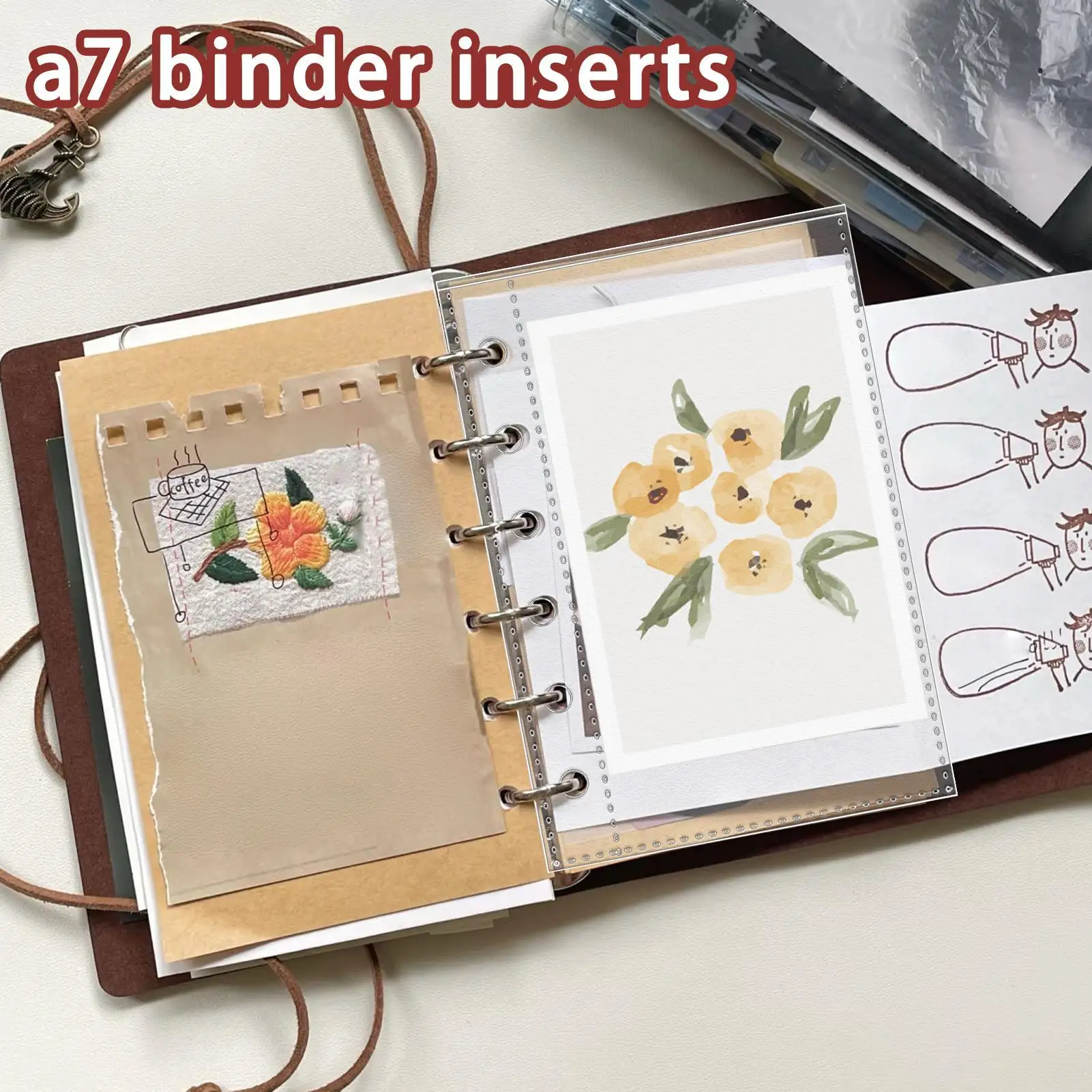 시트 프로텍터 10개 A7 6링 바인더 사진 슬리브 사무실 행정 직원 프로젝트 관리자를 위한 투명 문서 커버