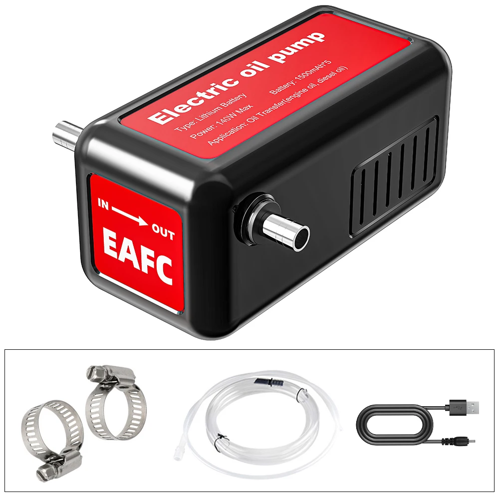EAFC Elektrische tragbare Ölübertragungspumpe, Ölpumpe, 140 W, wiederaufladbares Ölwechselgerät, Kraftstoffpumpe für Auto, Motorräder, Schiff
