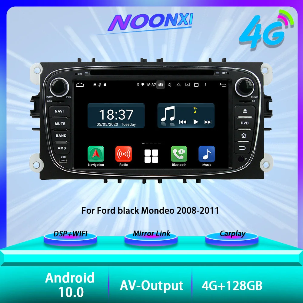 

128G Android 10 для Ford Black Mondeo 2008-2011 Carplay Автомагнитола стерео приемник автомобильный аудио навигатор плеер экран головное устройство