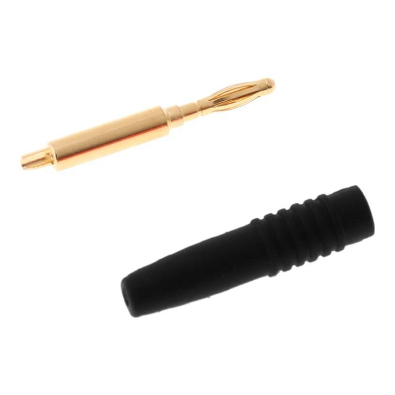 090F 10pcs 2mm سلك سلك لحام الذكور موصل الموصل الموصل الموصل الموصل الموسيقي الكابل محول الذهب مطلي بالذهب