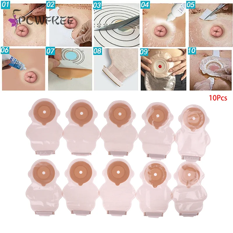 

10Pcs Pediatric Sticky Closure One-piece Drainable Colostomy Bag Stoma Care Bags