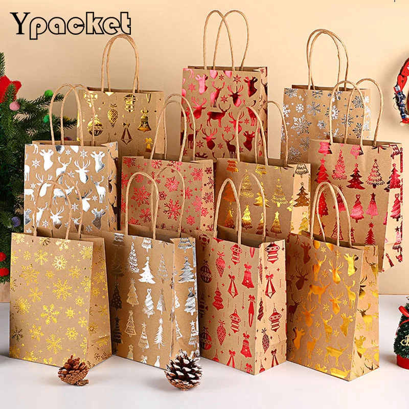موضة عيد الميلاد ندفة الثلج ورقة حقيبة يد السنة الجديدة الزفاف هدية التسوق طقم مجوهرات أكياس 15x8x21 سنتيمتر كرافت أكياس الورق 48 قطعة/الوحدة