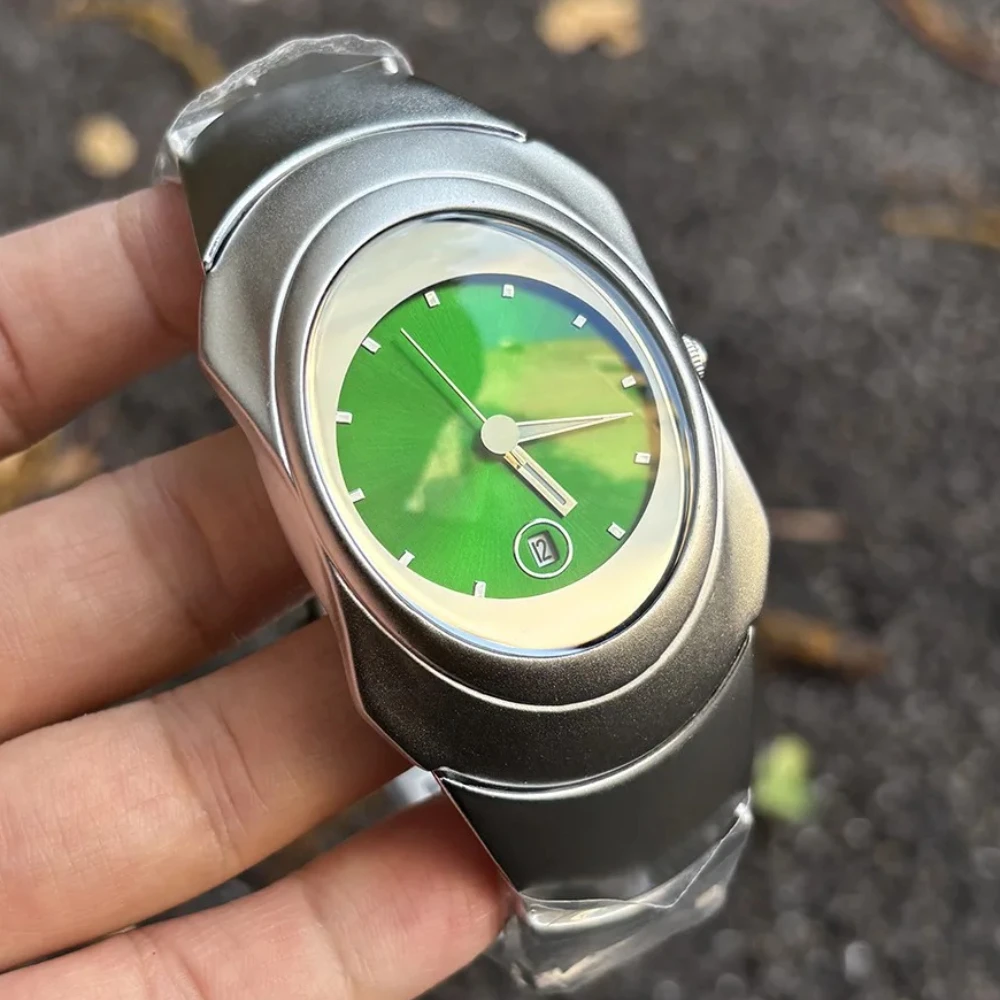 Green Dial Creative Blade Quartz Watch Mens Y2k Alien Style Special Design Fashion Unique Steel Men Watch Personalize AAA Clock