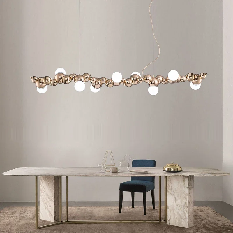 

Nordic Luxury Creative Spherical Ceiling Chandelier Modern Personality Long Dining Table Bar Gallery Kitchen Hanging Lights