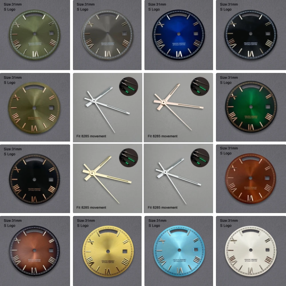 High Quality 31mm S Logo Dial Day And Date Arab Sunray Dial Suitable For 8285 Movement Watch Modification Accessories