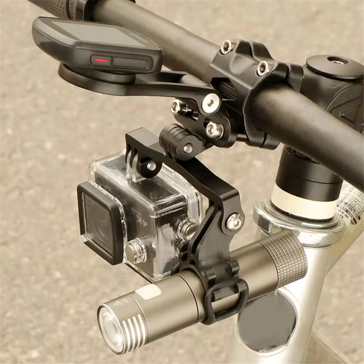 

2525+ Bicycle Robust Computer Stand Road Bike Stem Front Ends Headlight Bracket for Sports Camera Dia. 20-30mm Torchlight