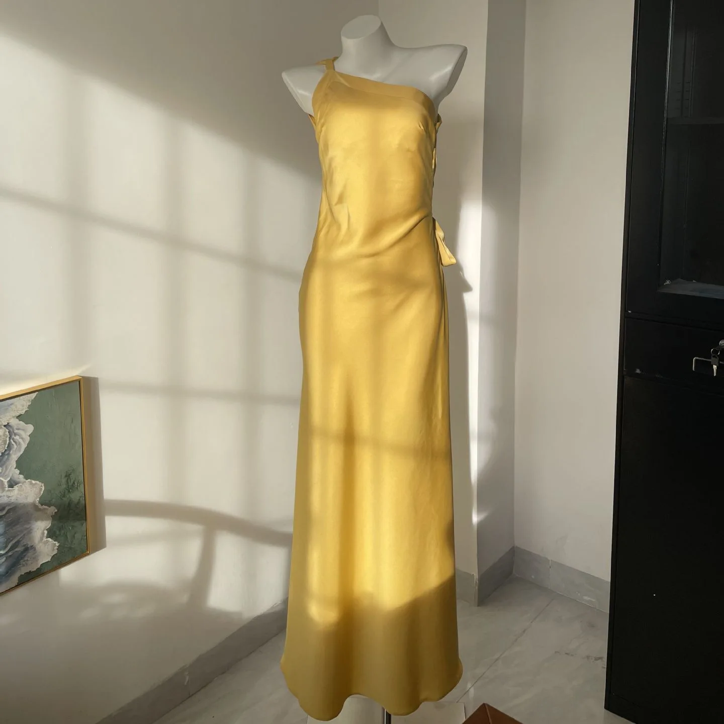 Sukienki wieczorowe Mingmingxi wysokiej jakości, letnie, celebryckie, seksowne, damskie, bez pleców, maxi, na imprezę, złota, elegancka sukienka satynowa.