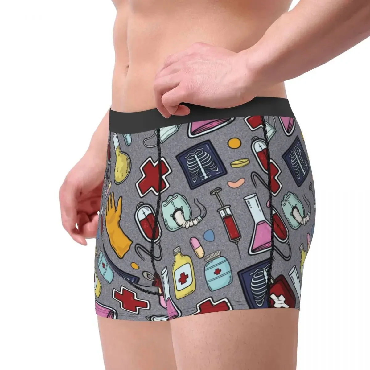 Men's Many Medical Lab Stuffs Pattern Underwear Chemistry Printed Boxer Shorts Panties Male Breathable Underpants