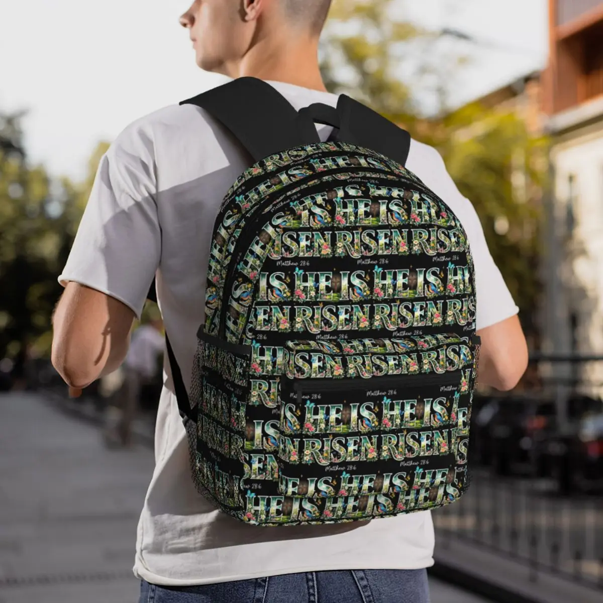He Is Risen Christian Wildflower Happy Easter Religious Backpack Student BookBag Children School Bag Shoulder Bags for Boys Girl