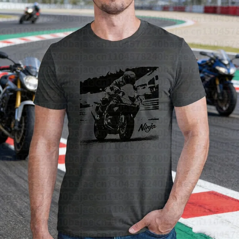 

25-26 летняя уличная быстросохнущая дышащая футболка Kawasaki из 100% хлопка с принтом, мужская и женская тонкая удобная мотоциклетная футболка