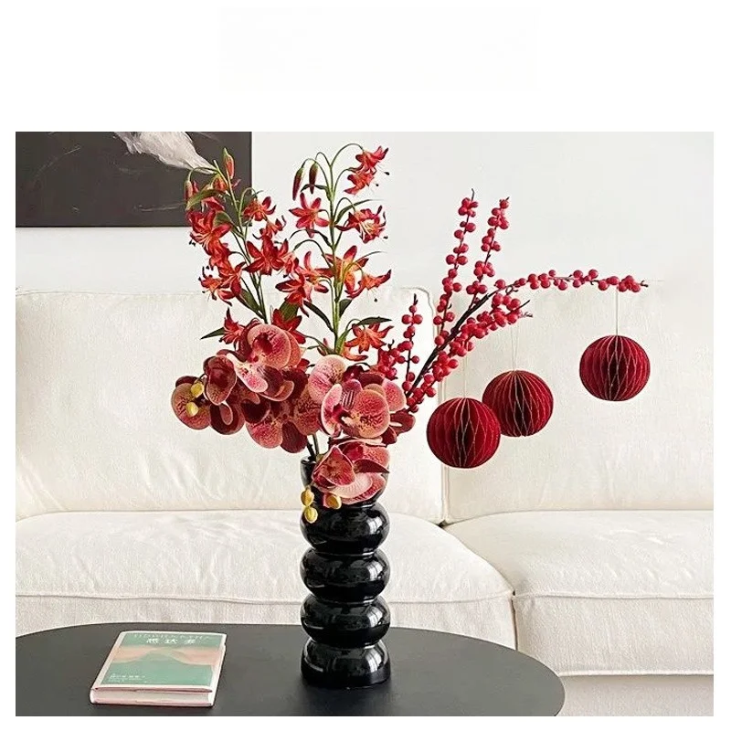 Simple ceramic vase, simulated flower, flower arrangement wedding new house, living room ornament, TV cabinet decoration