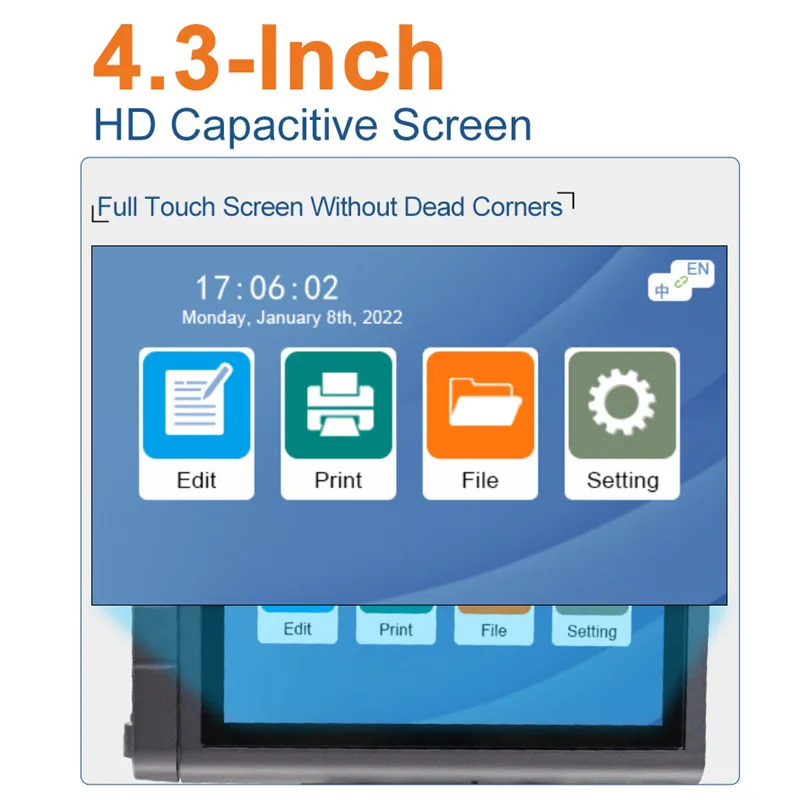 Intelligent Handheld HD 600DPI Inkjet Height 1-inch 25.4mm Multi Language 4.3-inch Touchscreen Inkjet Printer