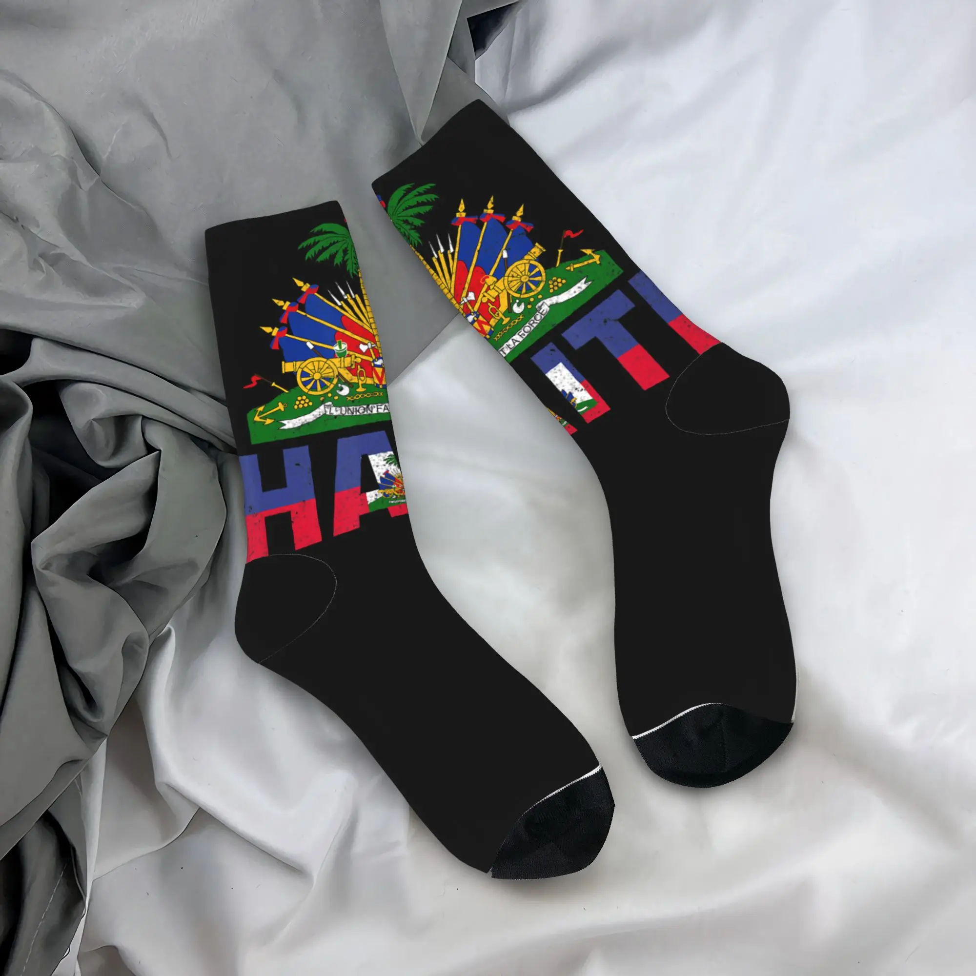 

Haiti Independence Haitian Flag Day Heartbeat Stockings Couple Socks Warm Soft Socks Winter Running Sports Anti Skid Socks Gift