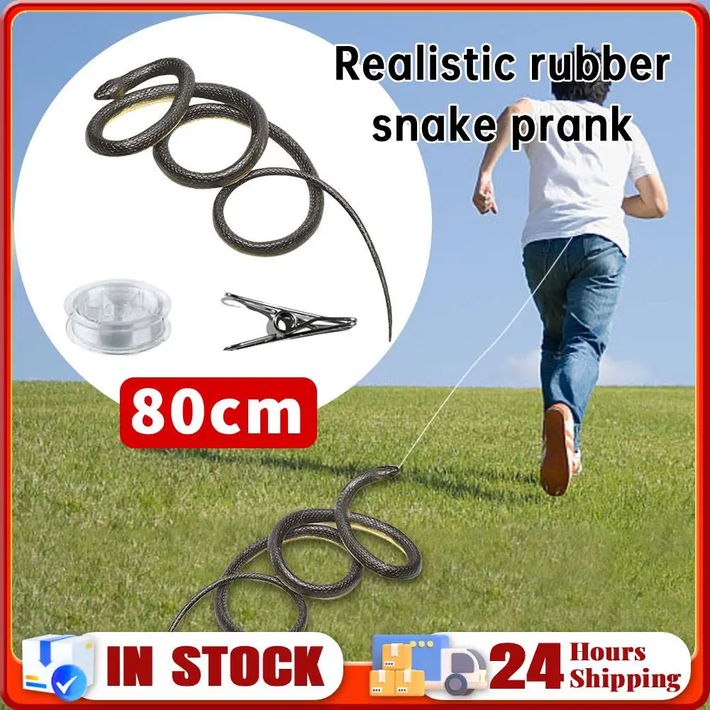 Realistic Rubber Snake on A String Prank with Clip, Simulation Snake Scare Gags Toy, Fake Snake Prank Props, for Teasing Friends