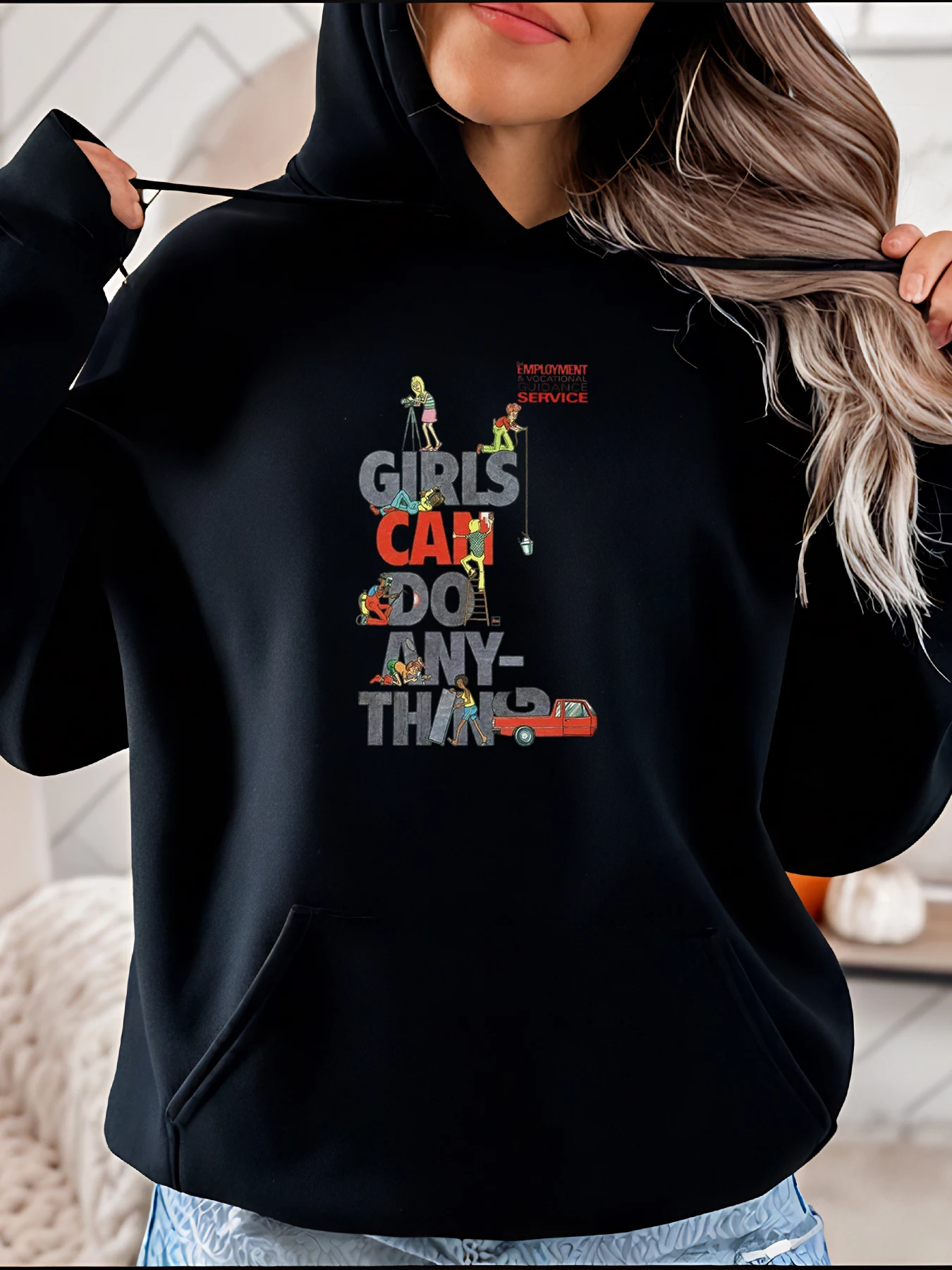 

Толстовка с капюшоном для девочек могут сделать все, повседневная толстовка с графическим принтом, женская мода 280