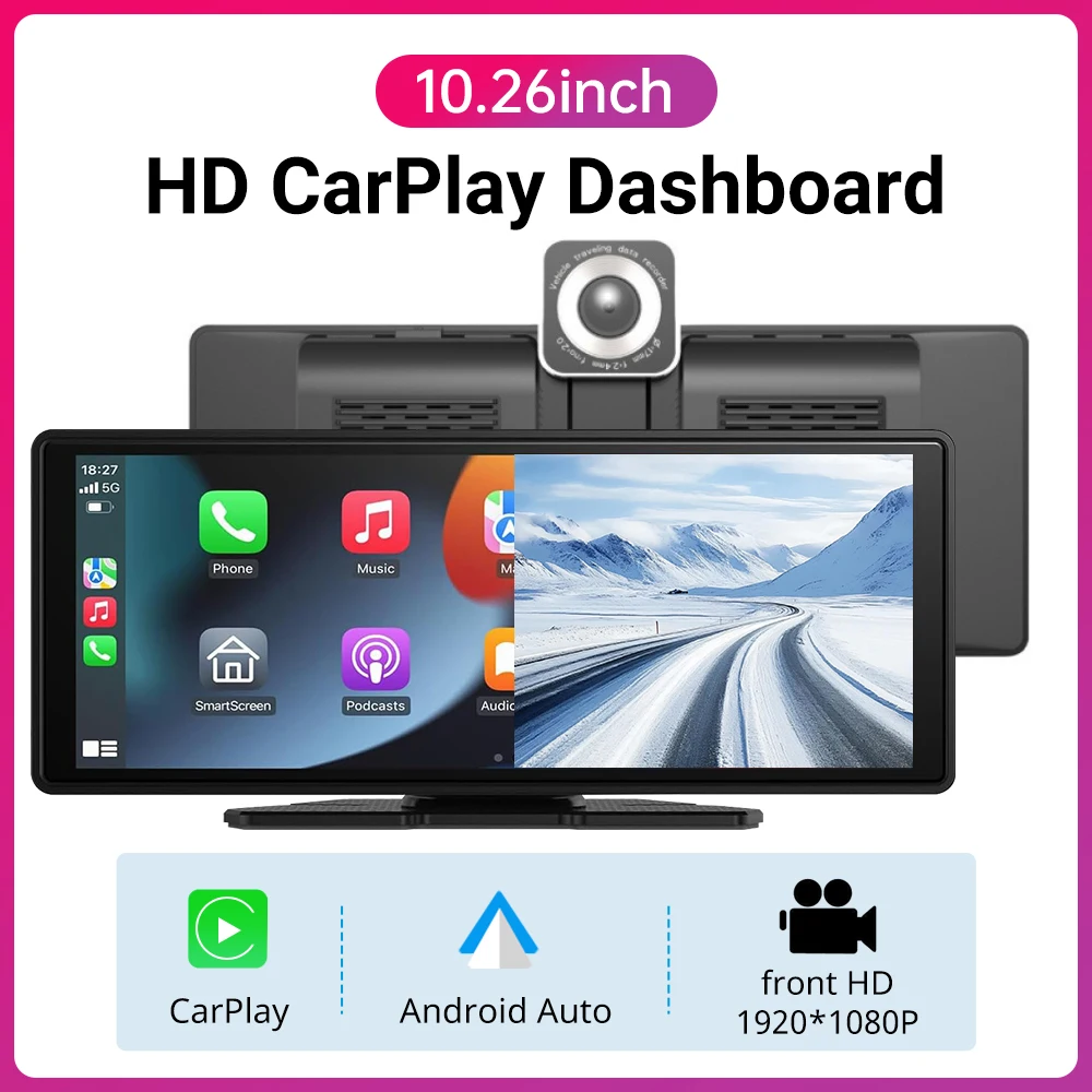 XUDA Universal Tragbare Multimedia Bildschirm Carplay Display Drahtlose Carplay Android Auto Touchscree Rückfahr Kamera Für Auto