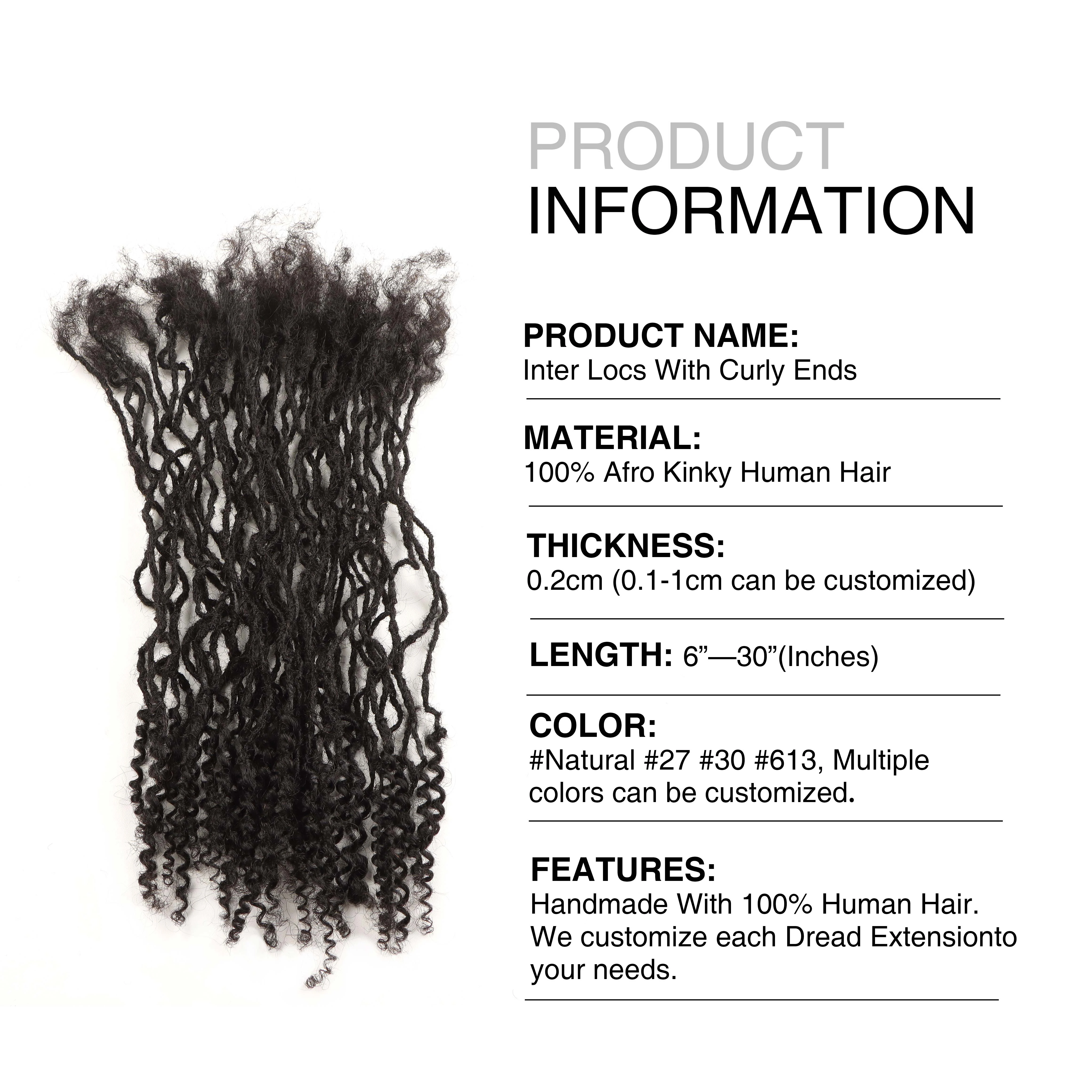 Orientfashion interlocks with curly ends extensions human hair crepu microlocs dreads human hair dreadlock extensions