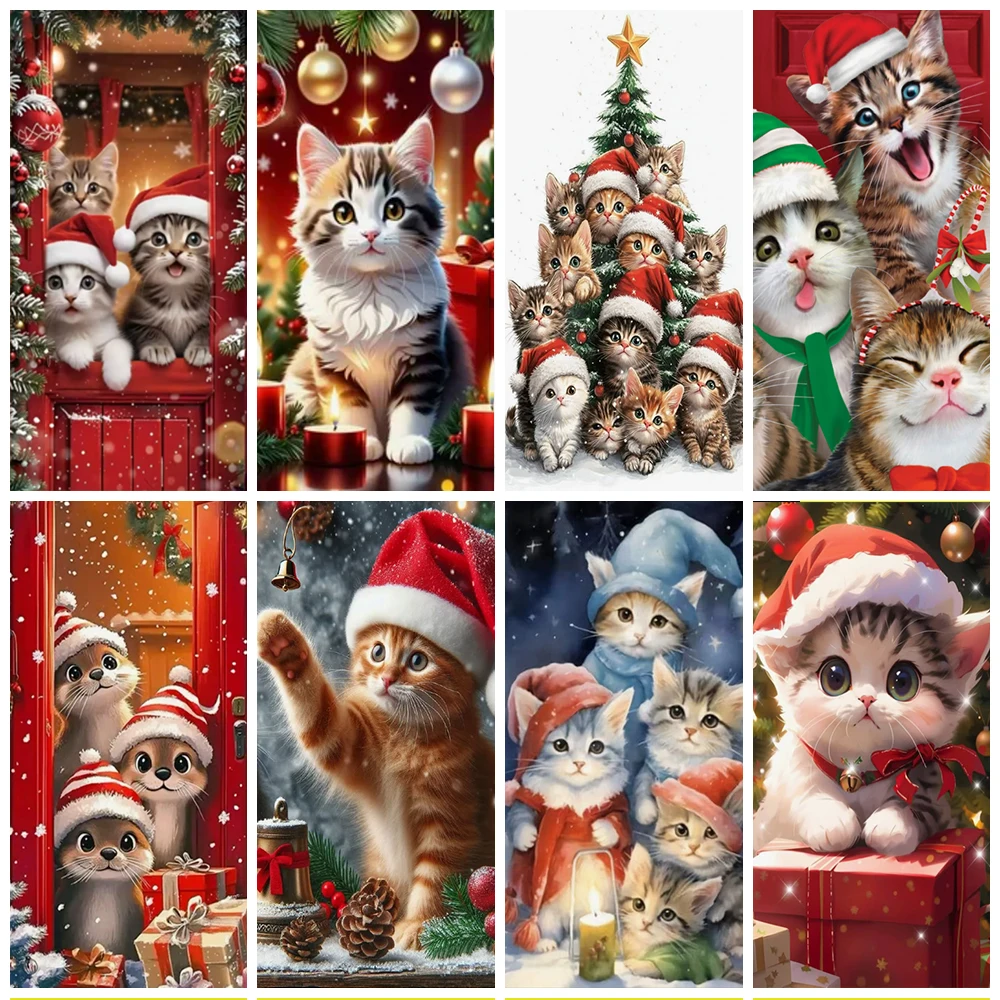 

Pet New Year Christmas Party Decorations Cat Dog Christmas Door Covers Background Supplies Xmas Tree Photography Backdrop Gifts